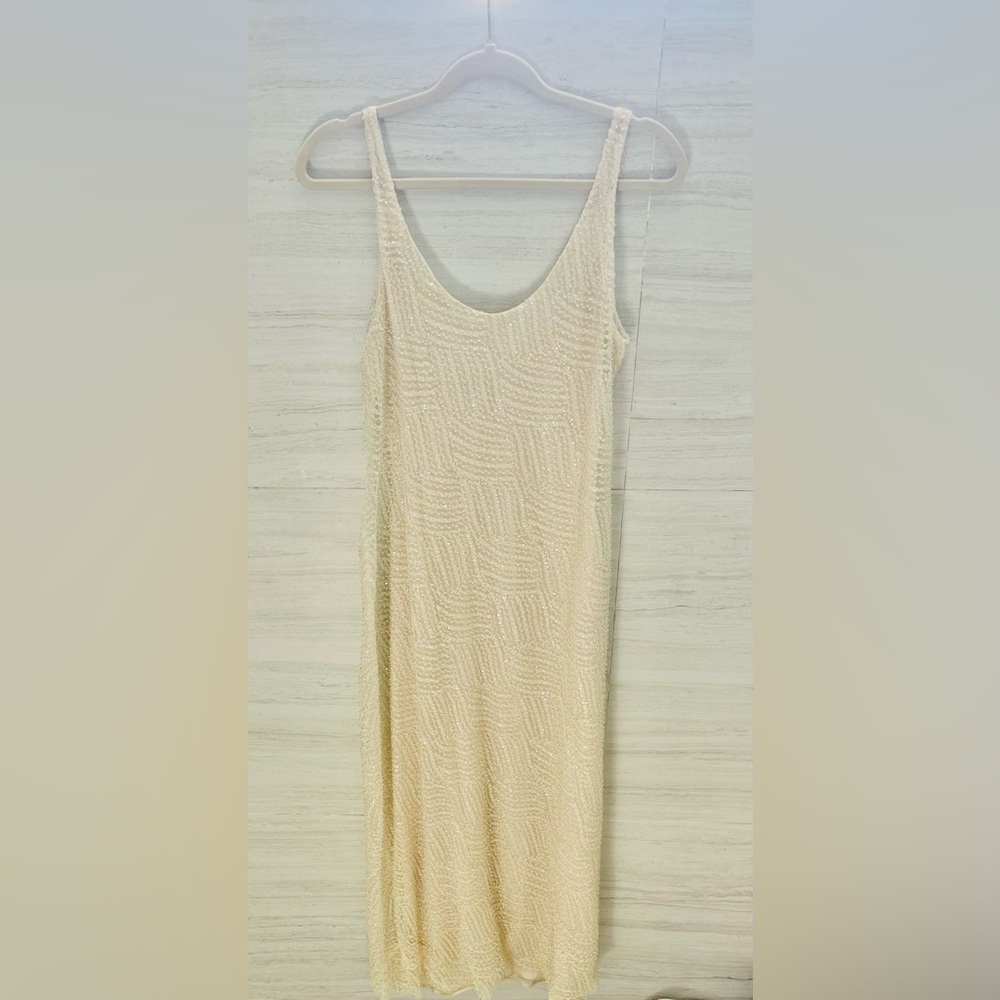 Zara Ivory Beaded Midi Dress